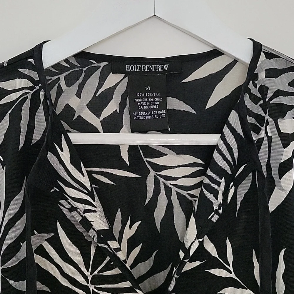 Holt Renfrew | Silk Mesh Tie-Front Beach Coverup | Size 14 (Fits Small) - Picture 2 of 5